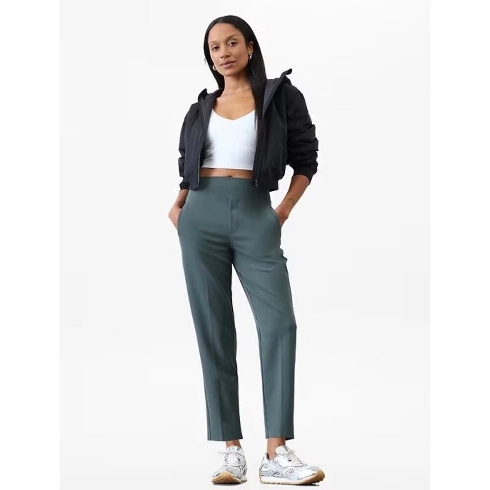 Athleta Endless High Rise Pant Eden Dark Teal Stretch Travel Elevated Casual 10
